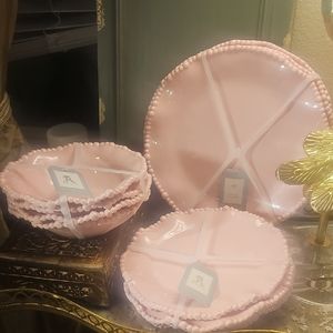 Elegant Pink Beaded Dinnerware Set